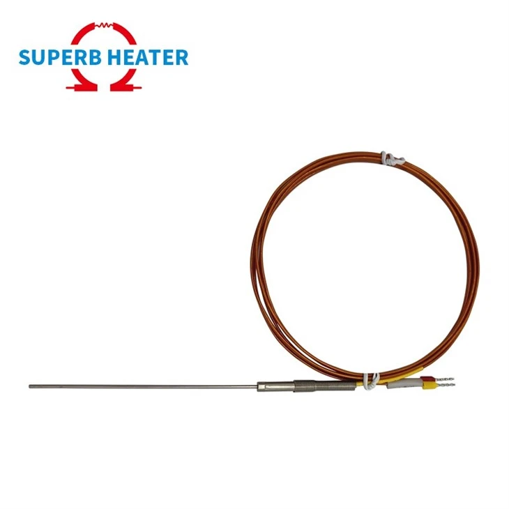 Polyimide Wire Armored Probe Thermocouple, 1.5*80/100/120mm, K/J Type Flexible Temperature Sensor